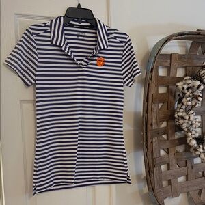 NWOT Nike Clemson Golf Shirt - Purple & White Striped Polo
